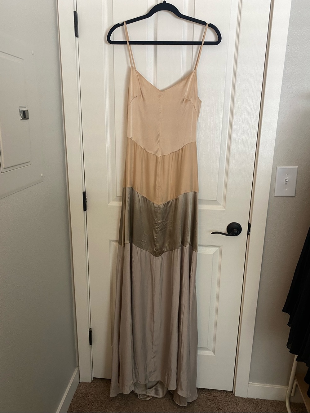 Leanne Marshall Layered Neutral Satin Slip Gown